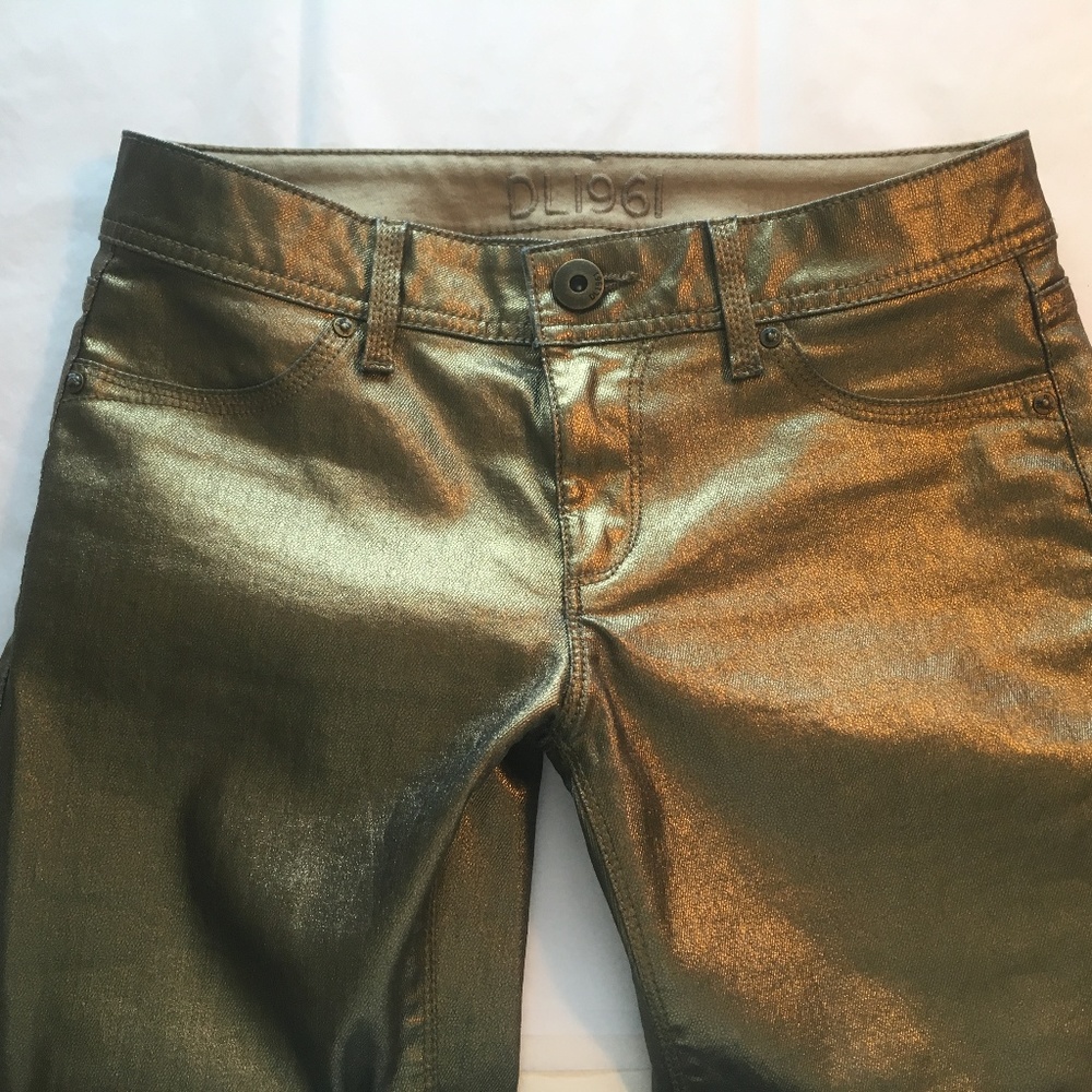 DL1961 Emma Gold Platinum Denim Leggings Skinny 26 - Picture 2 of 8